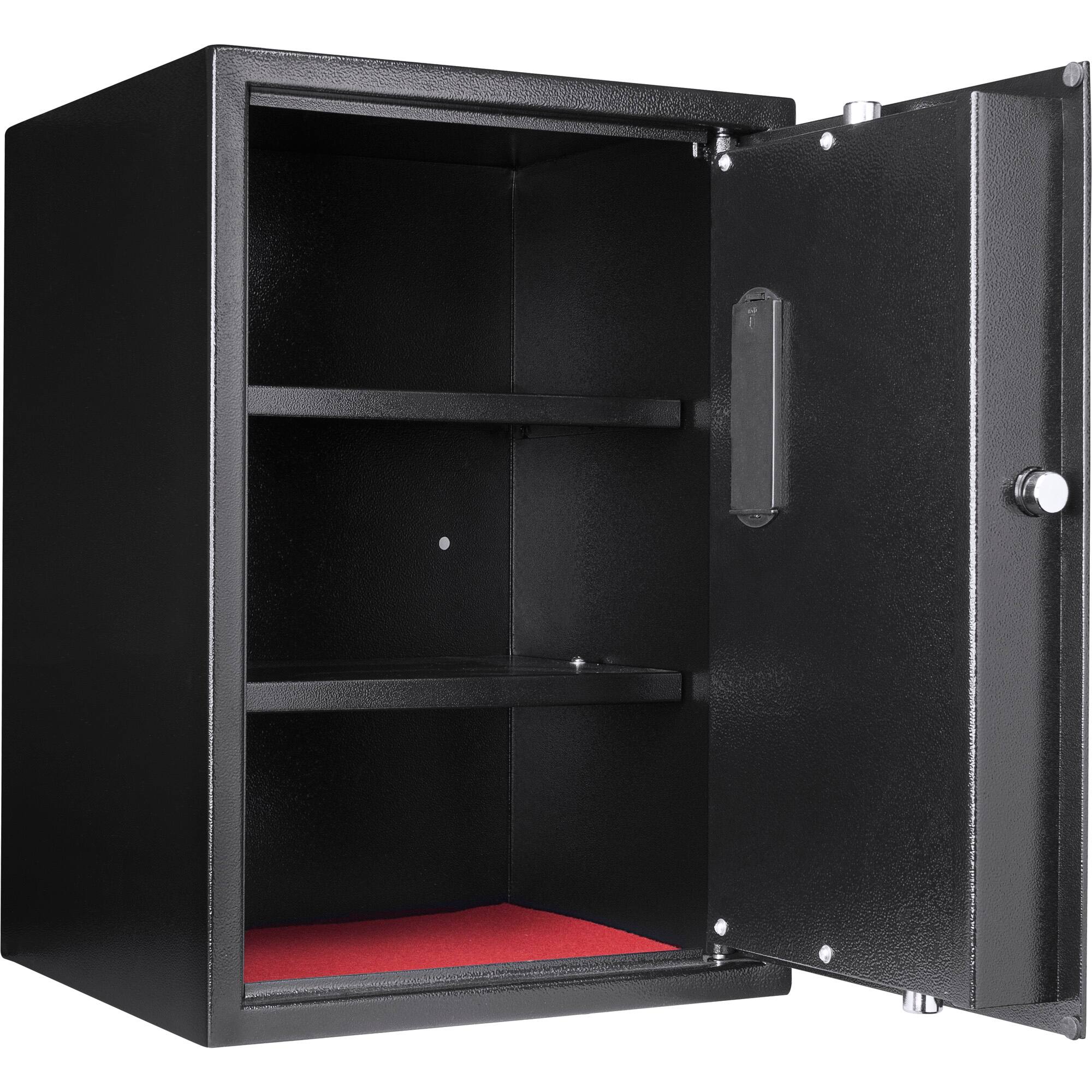 Angle. Barska - 1.45 Cu Ft Large Digital Keypad Safe-Solid Steel with 3 Deadbolts, Removable Shelves, Anti-Pry Door Hinges - Black.