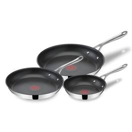 T-Fal - 3pc Nonstick Stainless Steel Fry Pan Set by Jamie Oliver - Silver