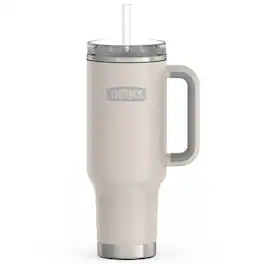 Thermos - 40 oz Stainless Steel Cup Holder Mug w/ Straw - Sandstone