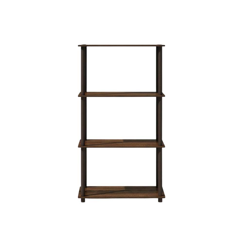Back. FurniFact - Wooden bookcase with versatile storage for home or office use - Walnut/Brown.