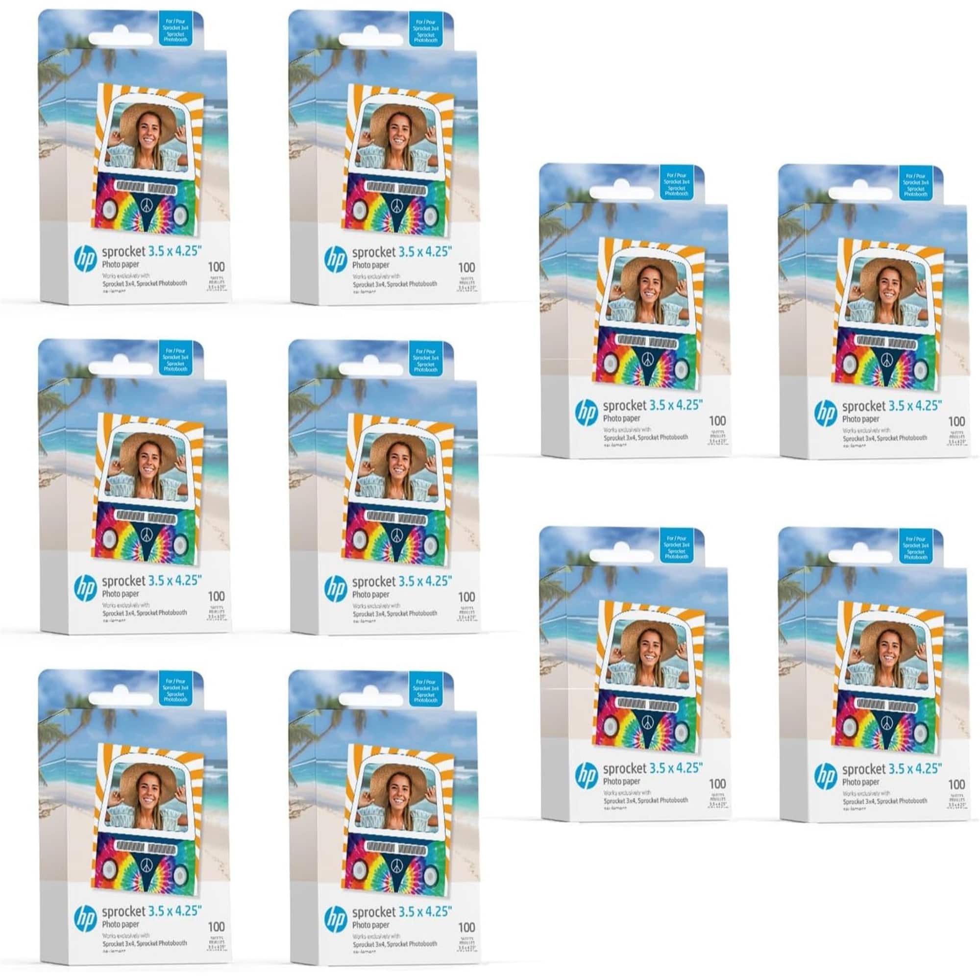 HP - Sprocket 3.5" x 4.25" Sticky-Backed Zink Photo Paper (1000-Pack), Compatible w/Photobooth