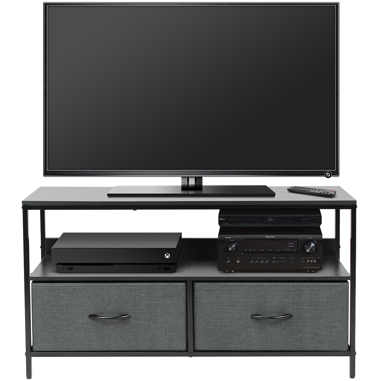 Sorbus - TV Stand with 2 Drawers – Fits Most Flat-Screen TVs – Modern Media Console with Gaming Console Storage - Black