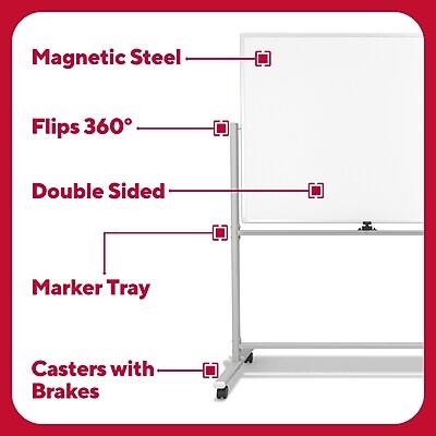Magnetic Steel  
Flips 360°  
Double Sided  
Marker Tray  
Casters with Brakes
