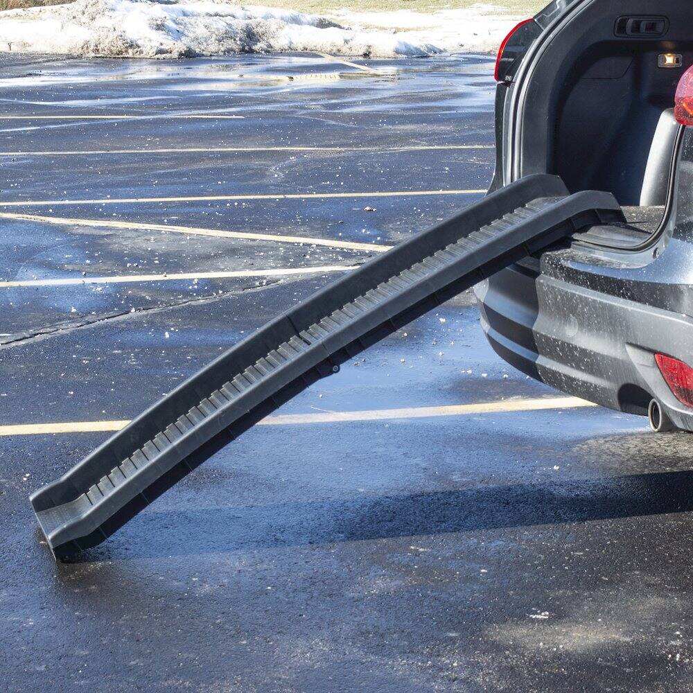 Back. AmeriHome - AmeriHome 61 inch Folding Plastic Portable Pet Ramp - Black.