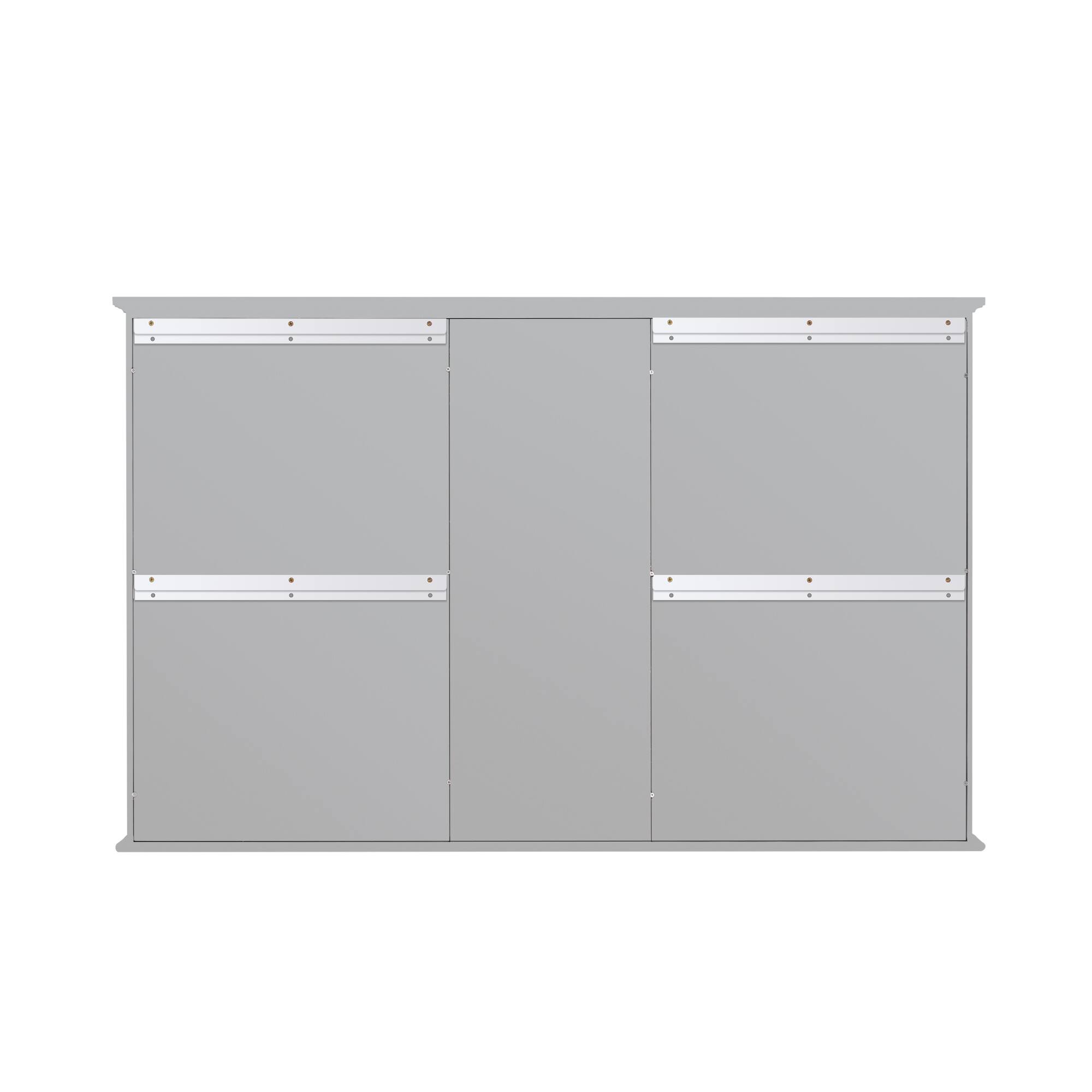 Alt View 7. WELLFOR - 55 in. W x 35 in. H Rectangular Wood Surface Mount Medicine Cabinet with Mirror, Double Soft Close Doors - Titainum Grey.