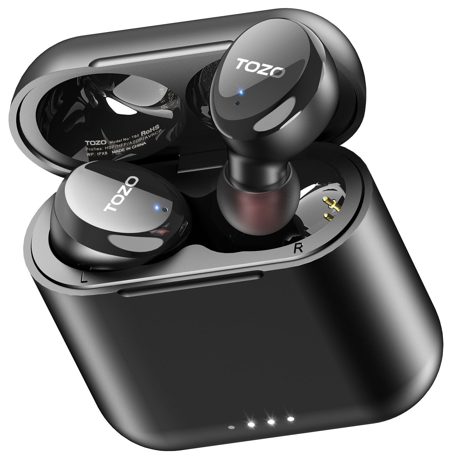 TOZO - T6S Wireless Earbuds IPX8 Waterproof TWS Build In Mic Active Noise Control Bluetooth Extra Long Battery Life
