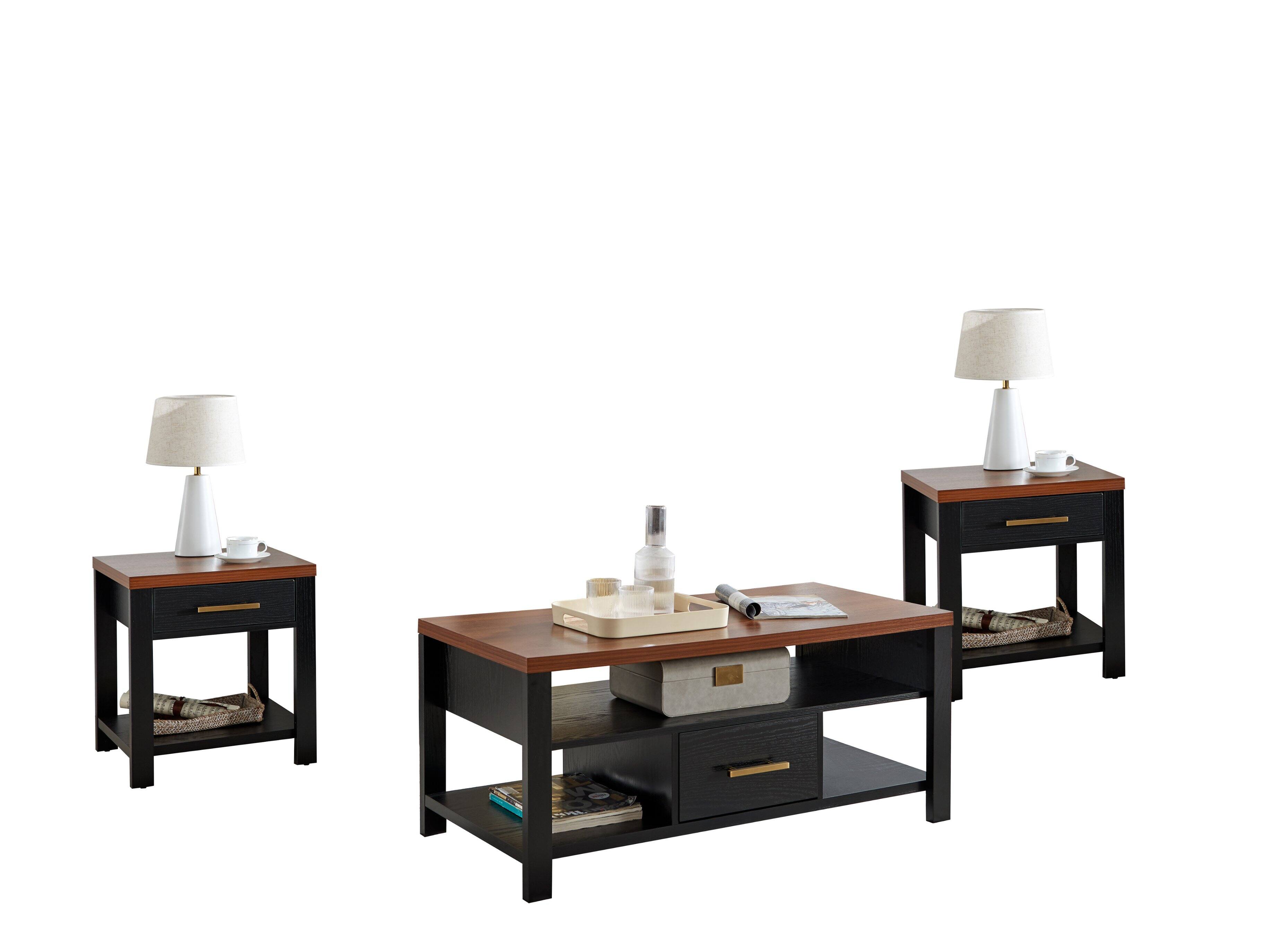 Angle. Kings Brand Furniture - Kings Brand Furniture Sendero 3-Piece Occasional Table Set - Black.