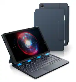 Dexnor - Keyboard Case for Samsung Galaxy Tab A9+ Plus, Magnetic Folio Keyboard, Trackpad Backlit Stylus Holder - Blue