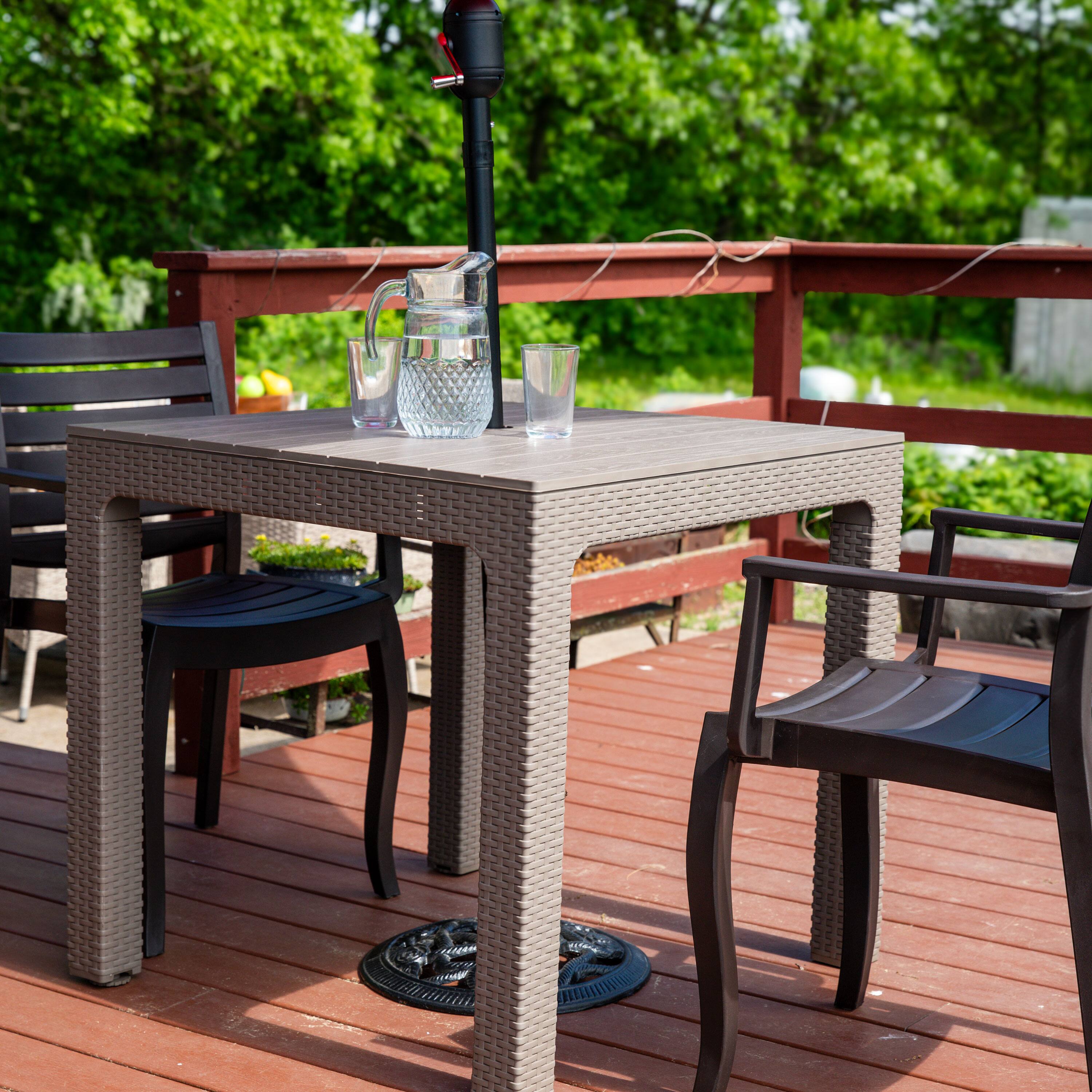 Alt View 2. Sunnydaze - Square Polypropylene Outdoor Dining Table - 29.5 in - Champagne.