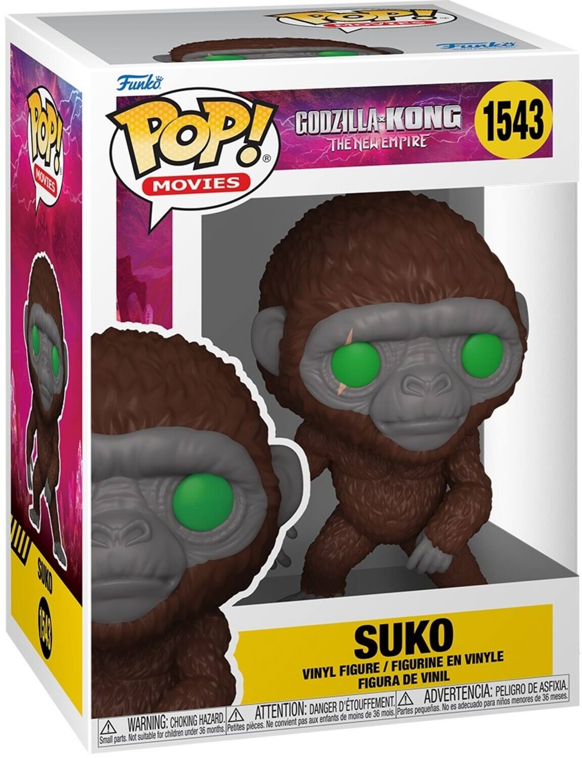 COP Tonke  Funko 1 GODZILLA KONG 1543 MOVIES POP! THE NEW EMPIRE MOVIES SNO EA SUKO EN VINYLE FIGURE I FIGURINE VINYL DE VINIL FIGURA DE ASFIXIA. ADVERTENCIA: PELIGRO 36 meses. nios menores de ATTENTION: DANGER D TOUFFEMENT. Partes pequeas. No es adecuado para de moins de 36 mois. CHOKING HAZARD. WARNING: CHOKING HAZARD. Petites pieces. Ne Not suitable for children Smal parts.
