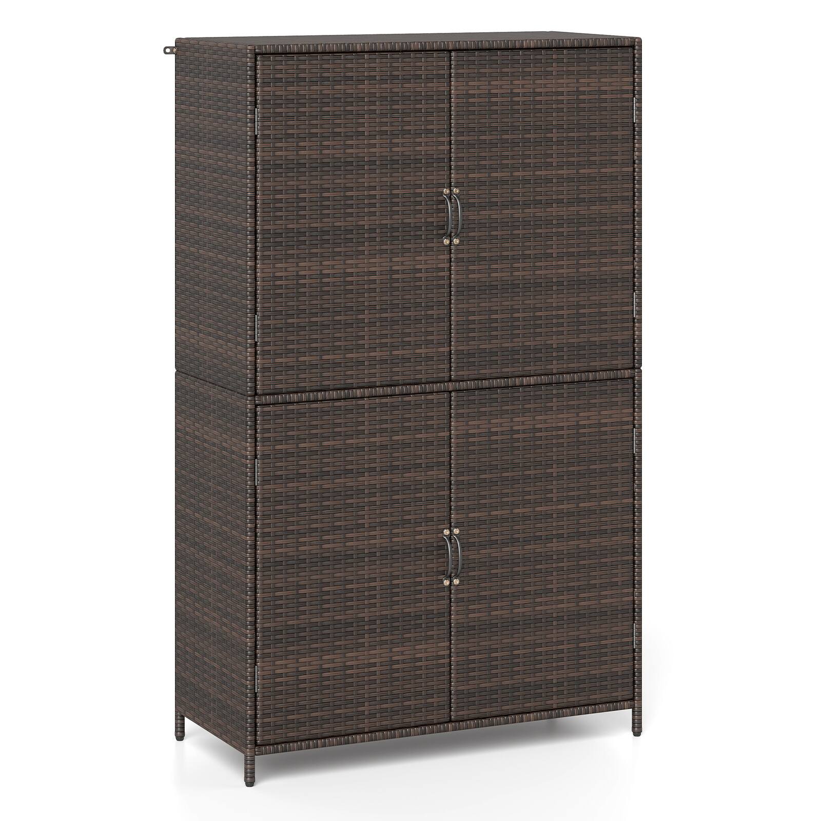 Alt View 9. Costway - Costway Outdoor Storage Cabinet with Adjustable Shelves & Anti-Toppling Device for Garden - Brown.
