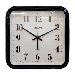 FC Design - 14"H Black Modern Square Wall Clock - Decorative Timepiece - Multicolor