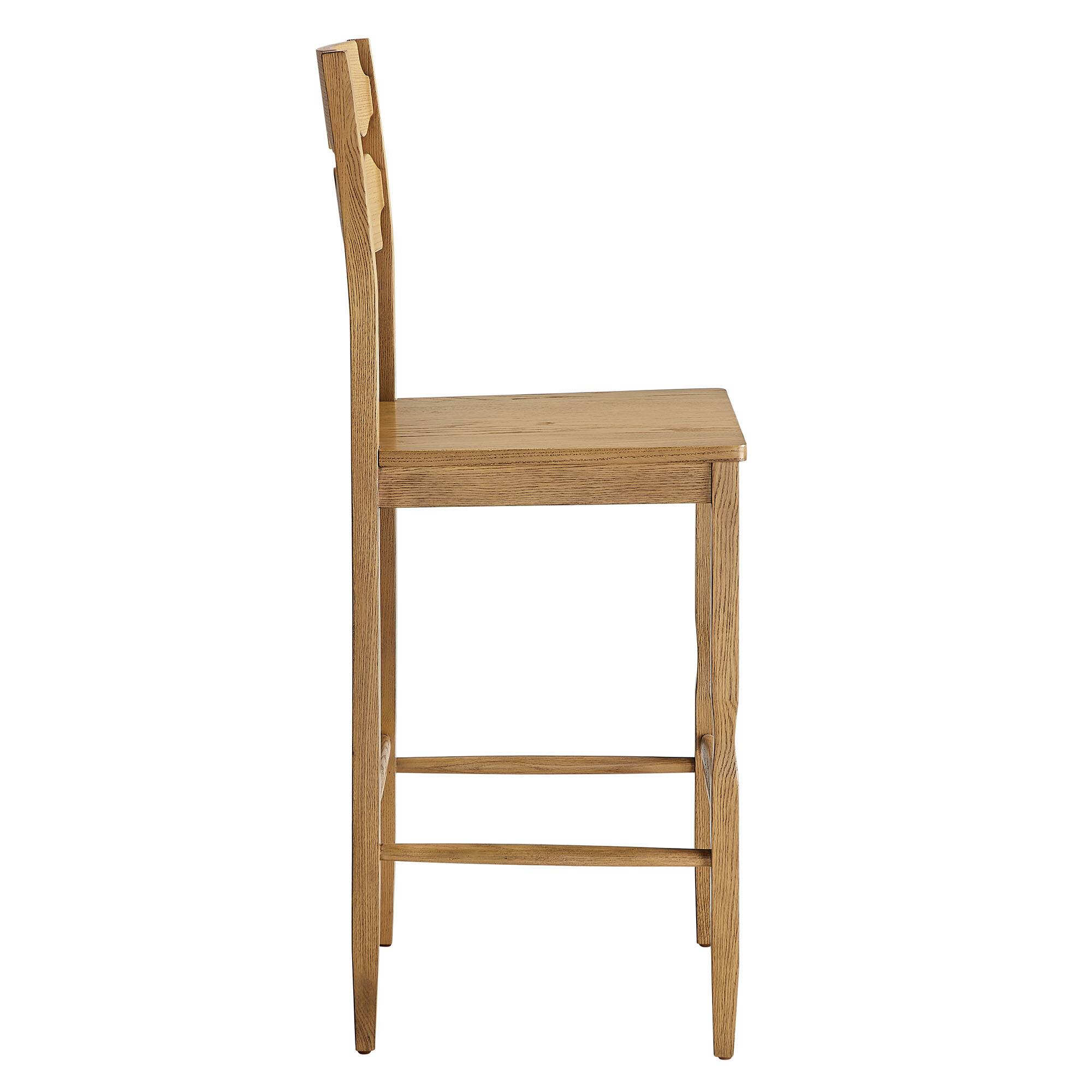 Alt View 2. Modway - Jax Oak Wood Bar Stool With Wavy Razor Back by Modway - Weathered Oak.