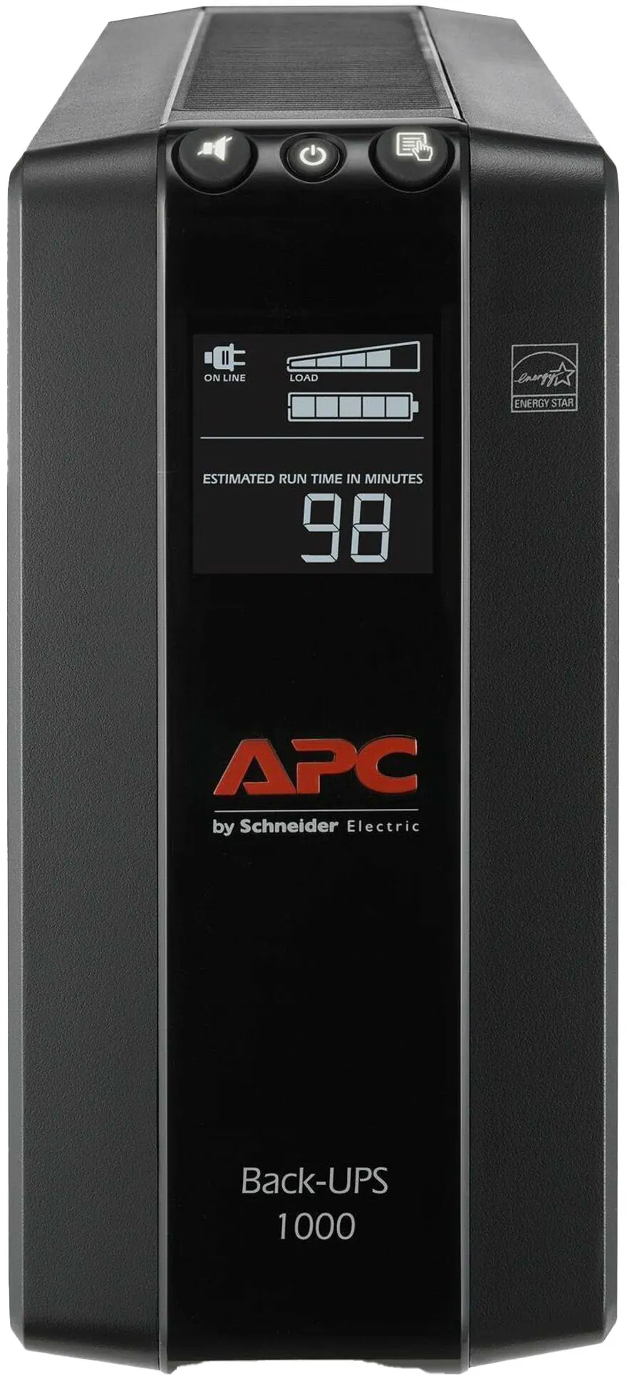Front. APC - Back-UPS Pro BX1000M-LM60 1KVA Tower UPS - Black.