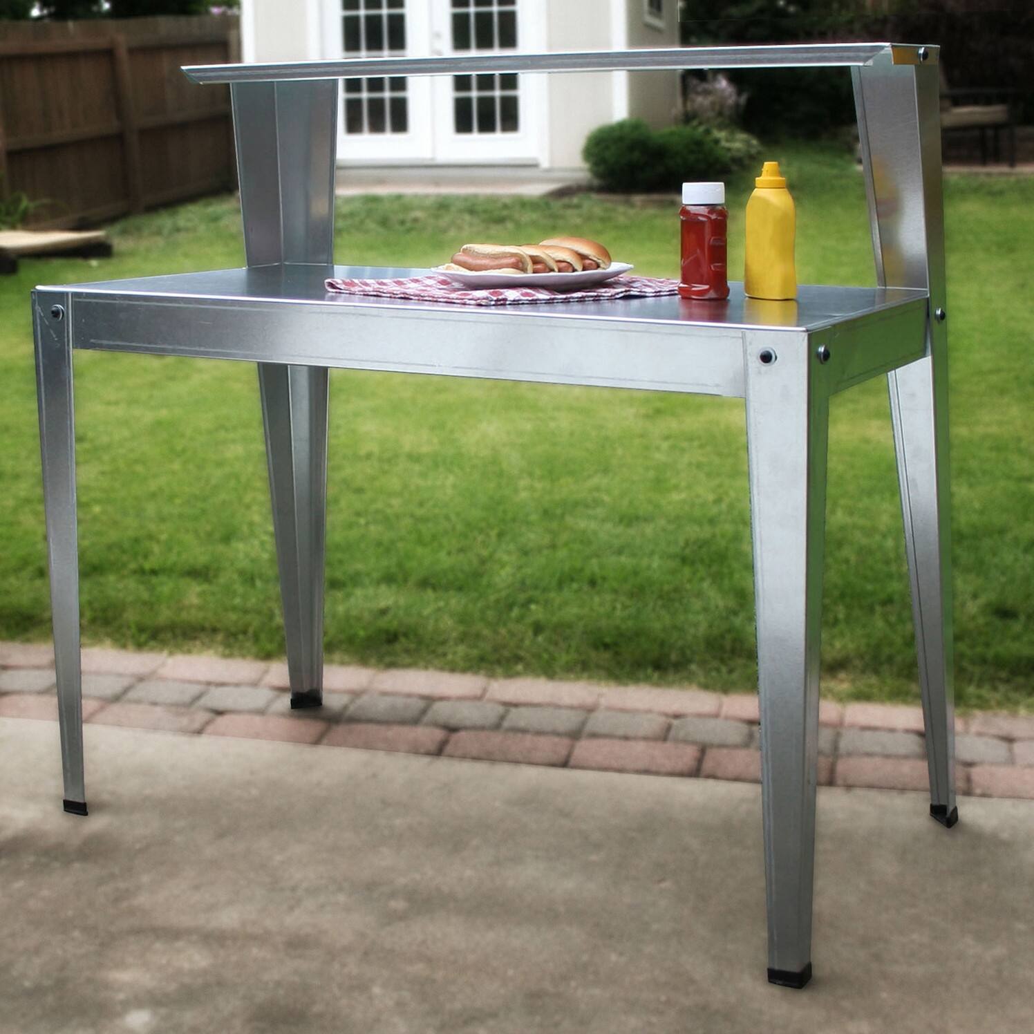 Angle. SlickBlue - Utility Workbench with Galvanized Steel Top, Potting and Work Table - Silver.
