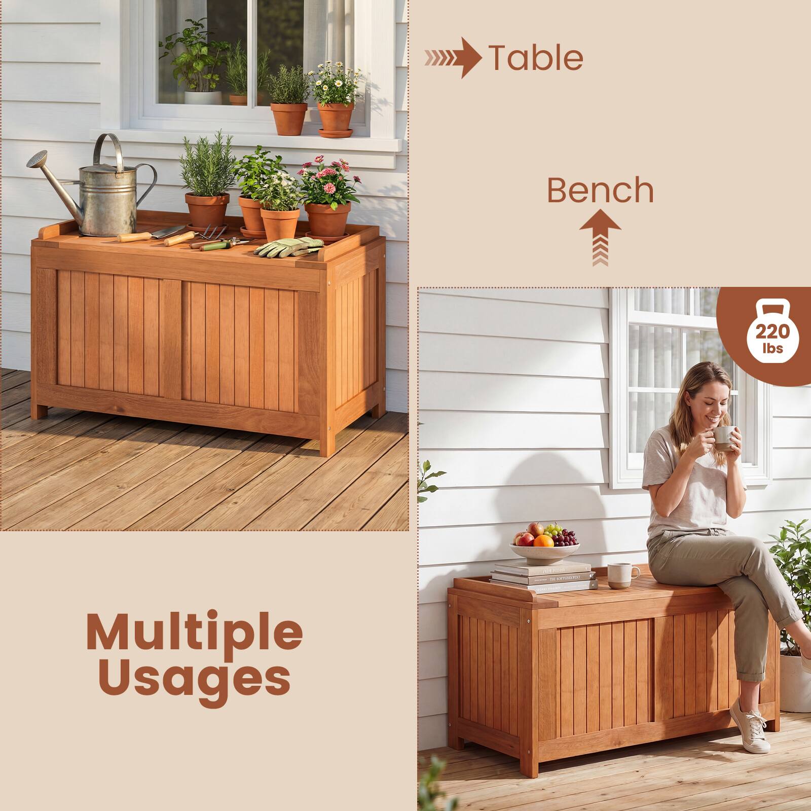 Table Bench  
220 lbs  
Multiple Usages