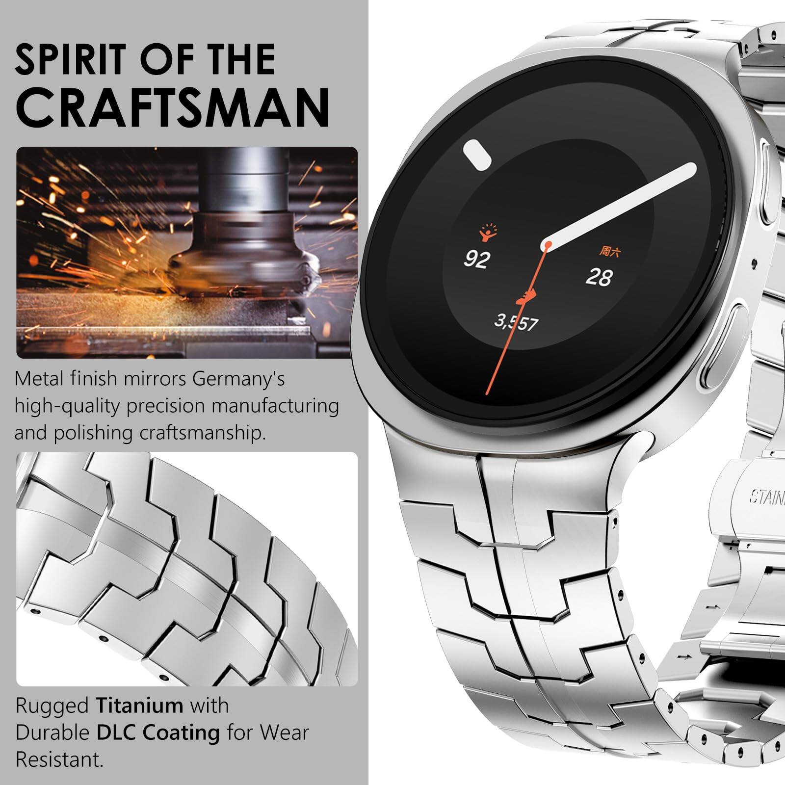 SPIRIT OF THE CRAFTSMAN

Metal finish mirrors Germany's high-quality precision manufacturing and polishing craftsmanship.

Rugged Titanium with Durable DLC Coating for Wear Resistant.