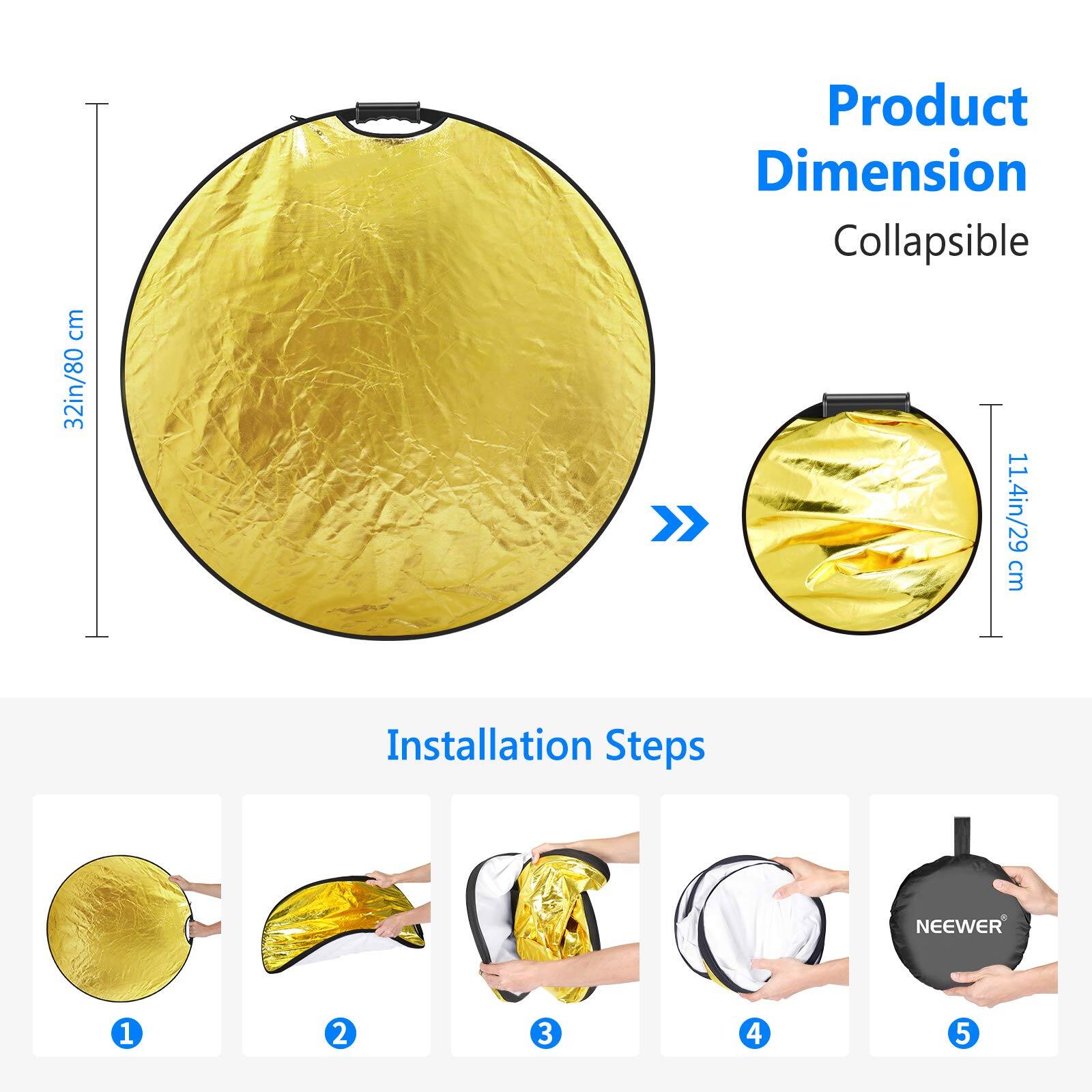 Product Dimension: Collapsible  
32in/80 cm x 11.4in/29 cm  

Installation Steps:  
1  
2  
3  
4  
5