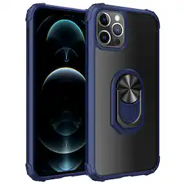 Reiko - Kickstand Ring Holder Tpu Shockproof Case With Magnetic Car Mountapple Iphone 12/Iphone 12 Pro In - Blue