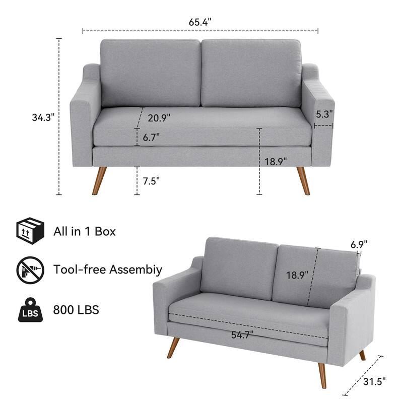 65.4" 34.3" 20.9" 5.3" 6.7" 18.9" 7.5" All in 1 Box Tool-free Assembly 18.9" 6.9" 54.7" 31.5" 800 LBS