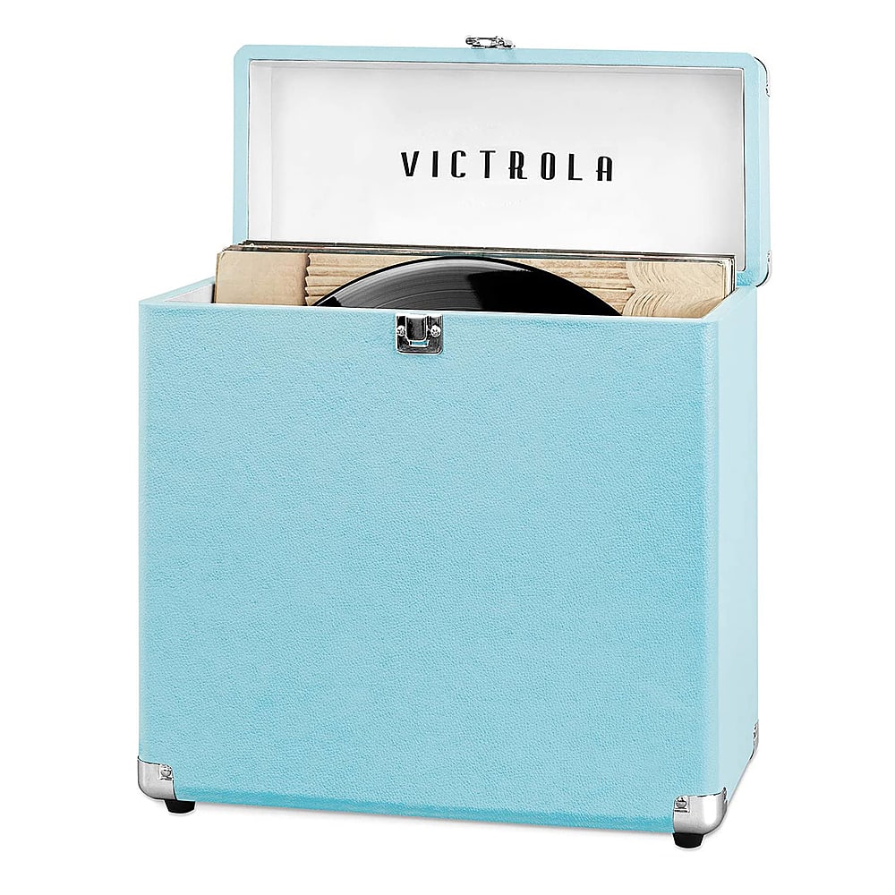 Front. Victrola - Storage Case for Vinyl Turntable Records - Turquoise.