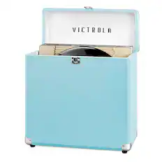 Front. Victrola - Storage Case for Vinyl Turntable Records - Turquoise.