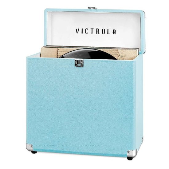 Front Zoom. Victrola - Storage Case for Vinyl Turntable Records - Turquoise.