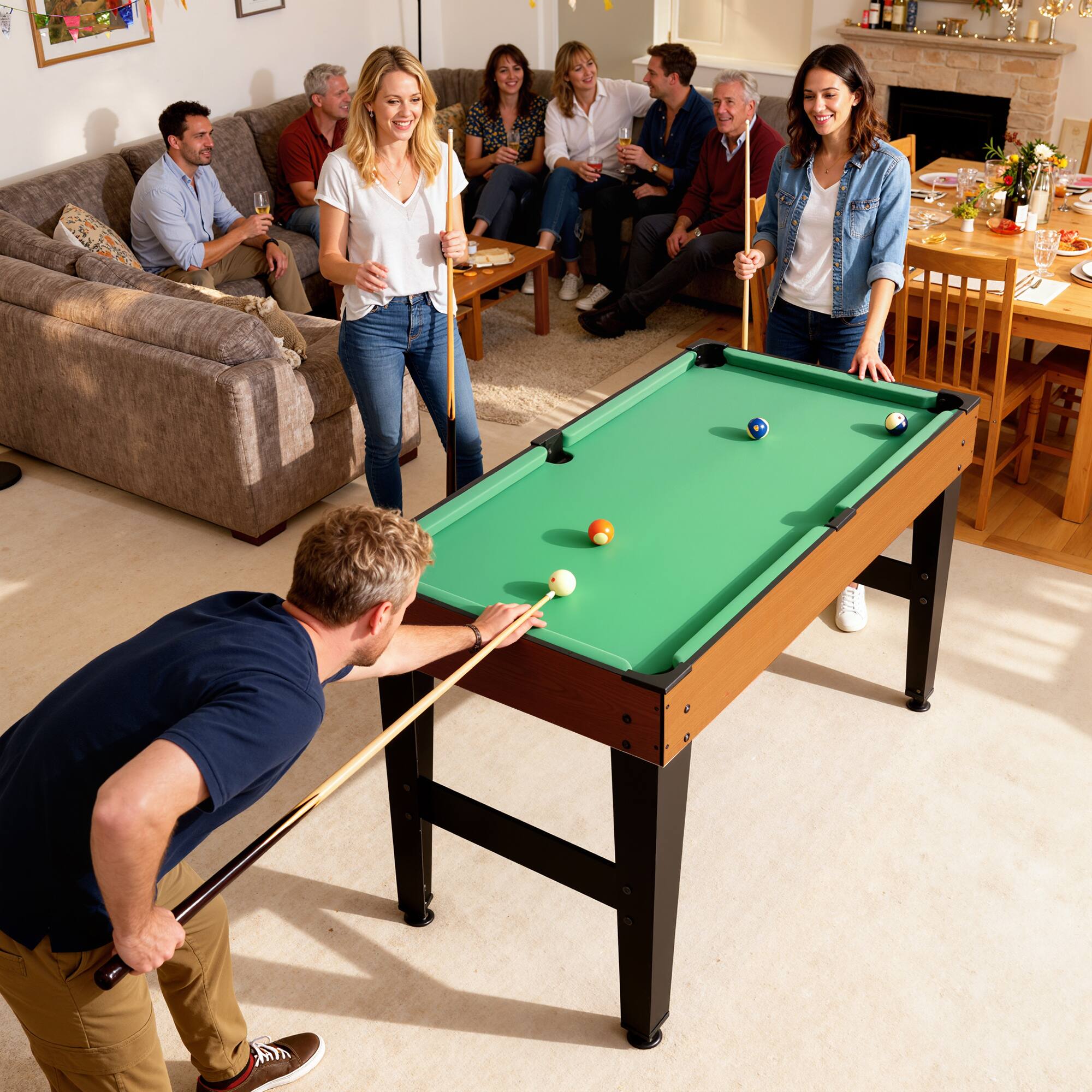 Alt View 8. Soozier - Multi Game Table, 53" Combo Table with Foosball, Pool, Ping Pong, Ice Hockey & Basketball - Light Walnut.