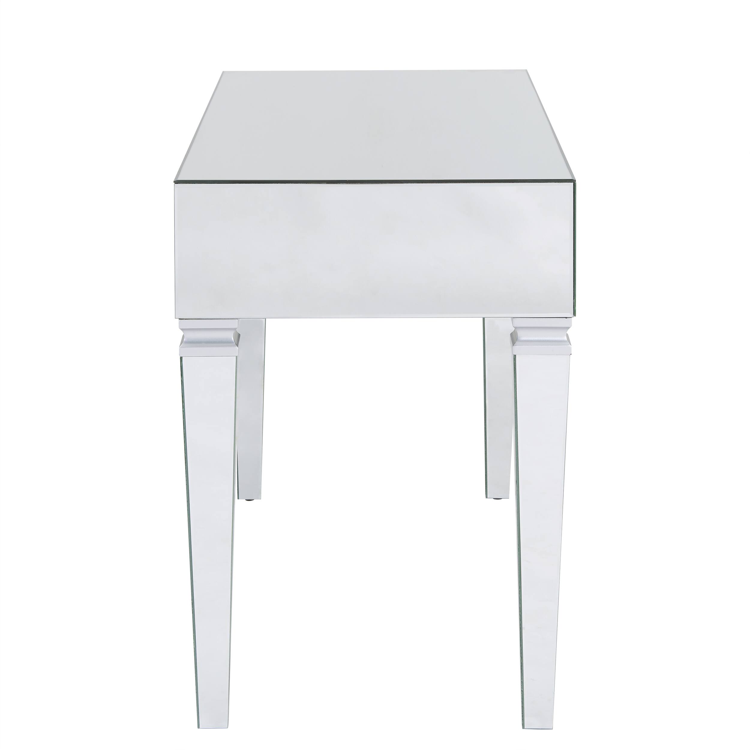 Back. TinyHomie - Darien Mirrored Desk - Glam - Silver - Silver.