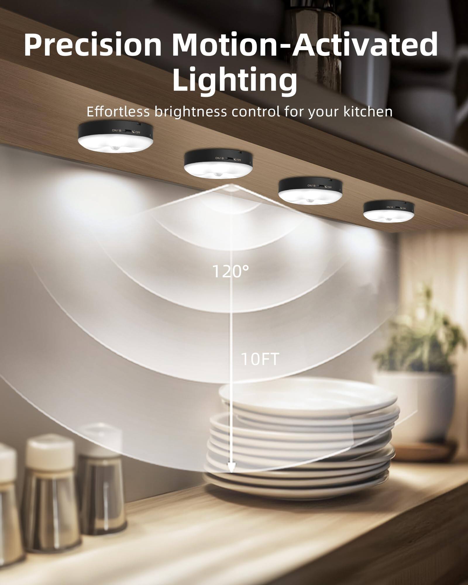 Precision Motion-Activated Lighting  
Effortless brightness control for your kitchen  

120°  
10FT