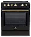 Forno Appliances - 30 in. Wide 4 Elements Leonardo Espresso 5 cu.ft. Slide-In Electric Induction Convection Range with Customizable Handles - Black