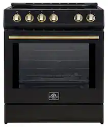 Forno Appliances - Leonardo Espresso 5 cu. ft. Slide-In Electric Induction Convection Range with Customizable Hardware - Black - Front_Zoom