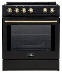 Forno Appliances - Leonardo Espresso 5 cu. ft. Slide-In Electric Induction Convection Range with Customizable Hardware - Black