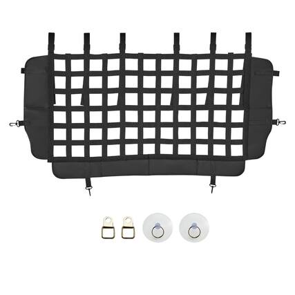 Front. VEVOR - Dog Car Barrier, Mesh Cargo Pet Net for Jeep Wrangler JK 2007-2017 JL 20018-2024, Vehicle Pet Barrier.