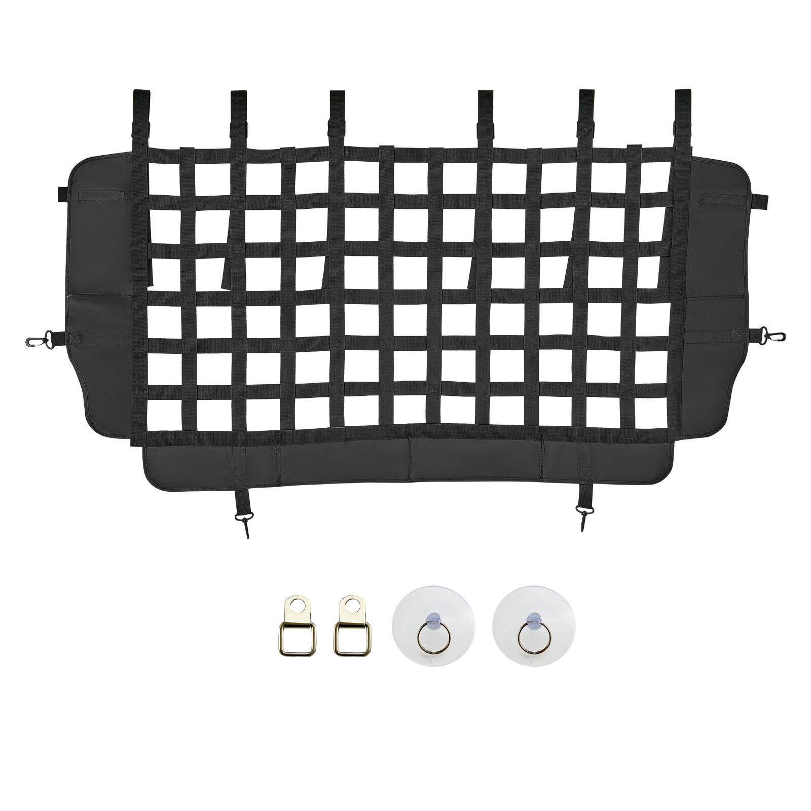 Front. VEVOR - Dog Car Barrier, Mesh Cargo Pet Net for Jeep Wrangler JK 2007-2017 JL 20018-2024, Vehicle Pet Barrier.