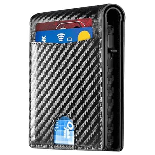 Vulpecula Spade - 2025 Wallet for Men - RFID Blocking [Functional & Practical] Bifold Slim Minimalist Credit Card Holder Pop Up Wallet - Carbon Fiber