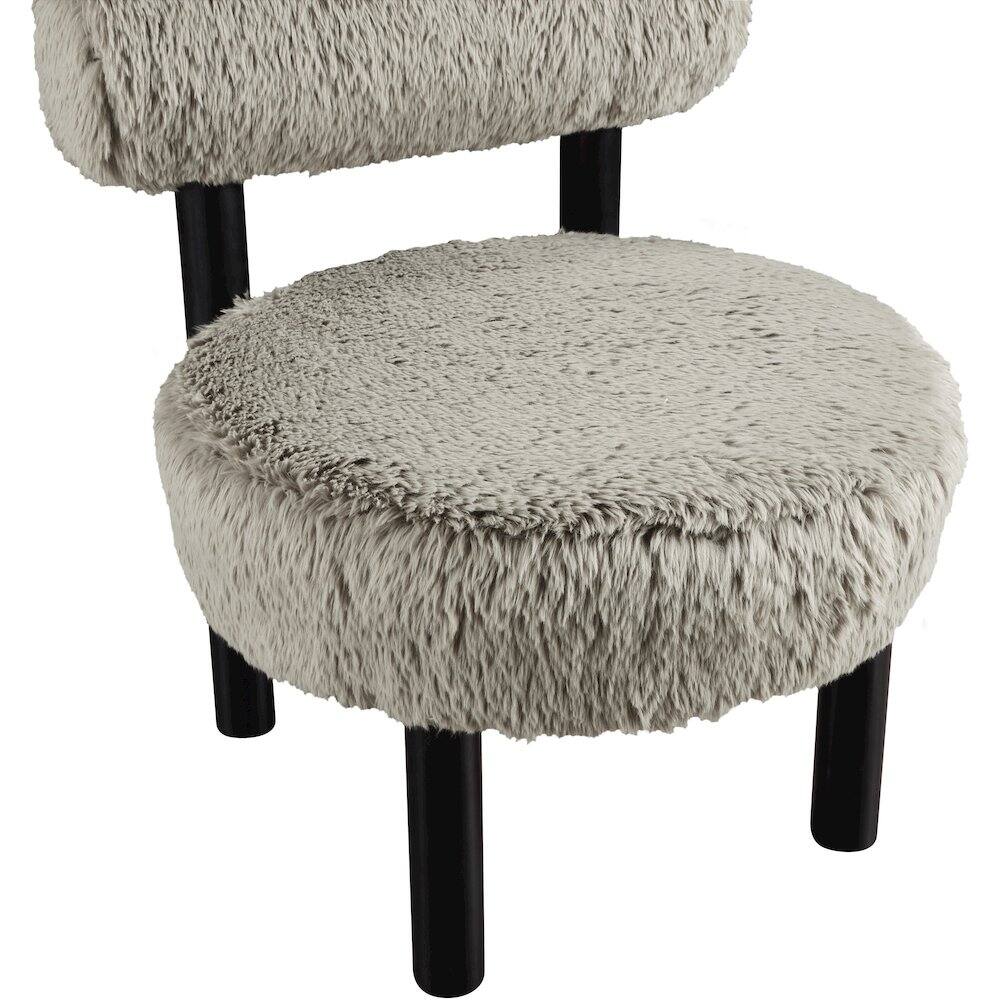 Alt View 4. Meridian Furniture - Ambre Taupe Vegan Shearling Fabric Upholstered Accent Chair - Black.
