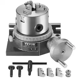 VEVOR - Milling Machine Rotary Table, 4''/100 mm,Versatile Horizontal & Vertical Design, Precision Crafted, Includes 3.1''/80 mm - Silver