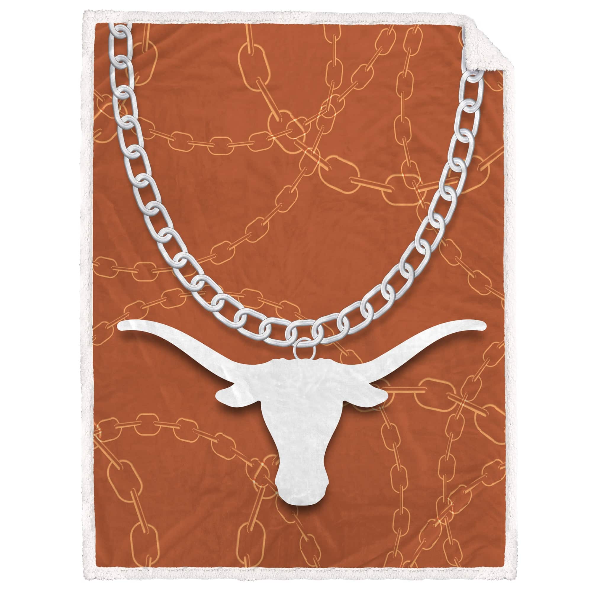 Pegasus - Texas Longhorns 60'' x 80'' Fan Chain Flannel Sherpa Blanket - Multicolor