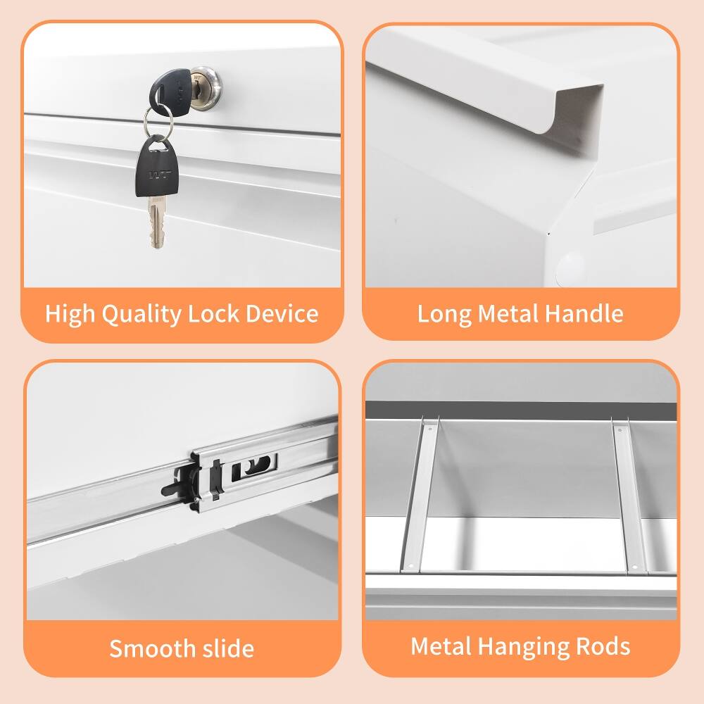 - High Quality Lock Device
- Long Metal Handle
- Smooth slide
- Metal Hanging Rods