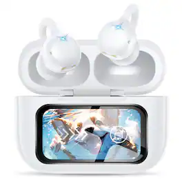 Trigiz - Open-Ear Wireless Clip-On Earbuds with Touch Screen, 60H Playtime, Bluetooth 6.0, IPX7 Waterproof, Secure Fit for Runnig - White