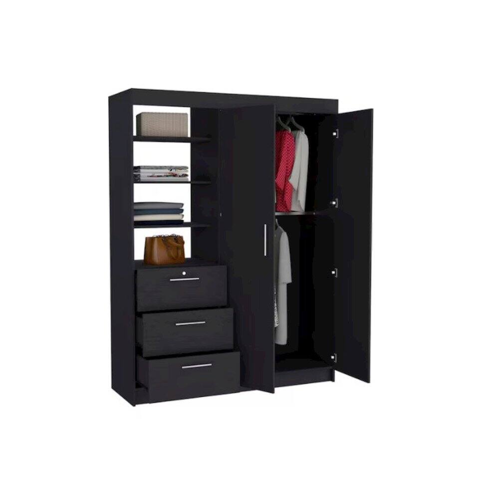 Alt View 2. TuHome - Kenya Armoire Black MDF - Black.