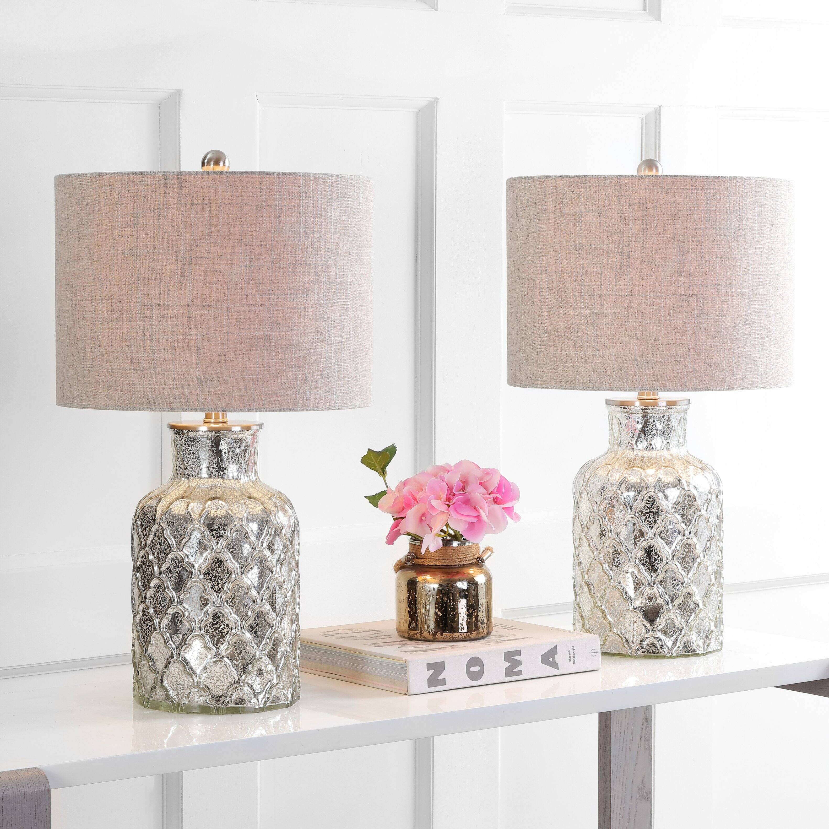 Alt View 1. Jonathan Y - Alvord 24.5" LED Glass Table Lamp, Mercury Silver (Set of 2) - Mercury Silver.
