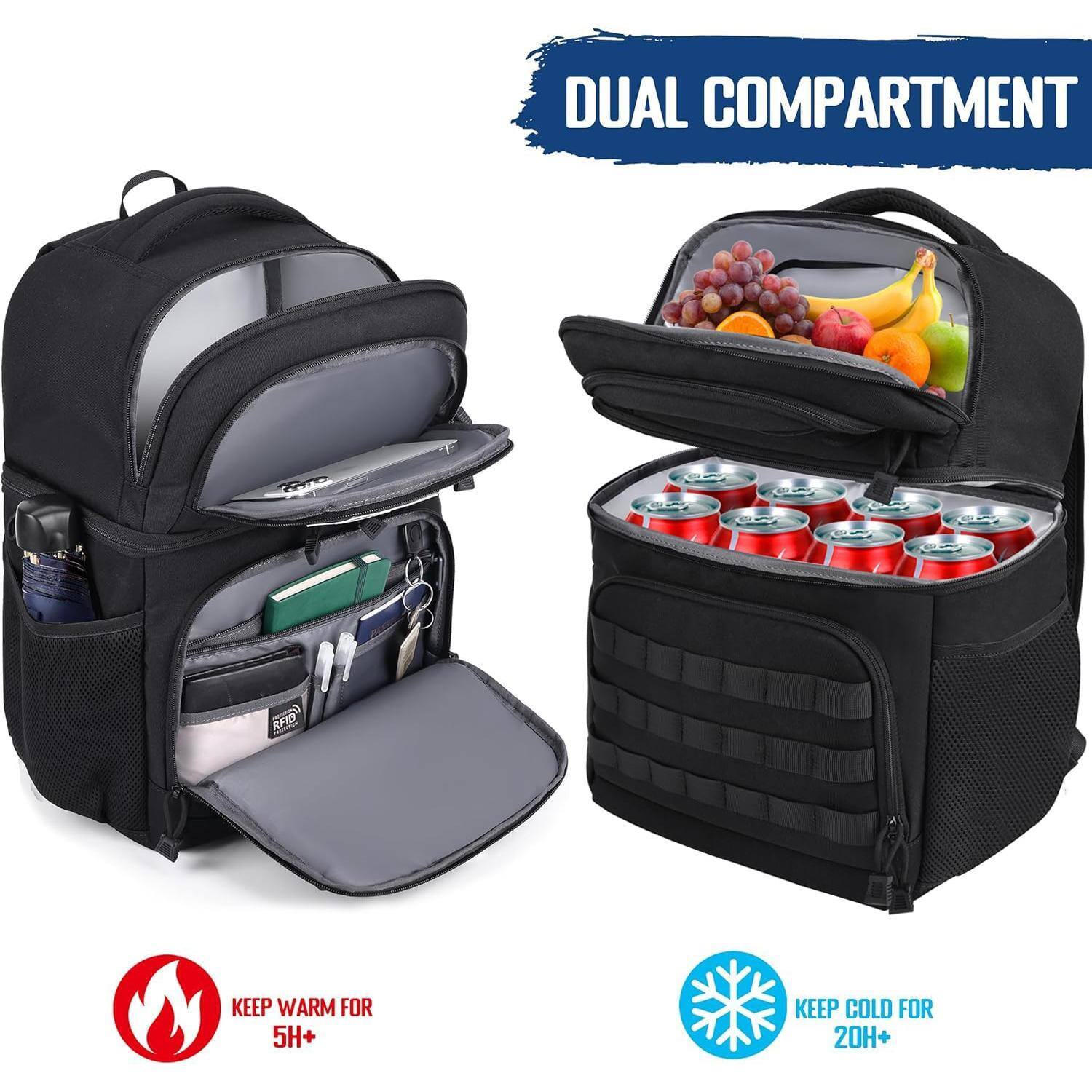 Left. Live At Space - Lunch Backpack For Men  Inspired Double Deck Cooler Insulated Leakproof Rfid Lunchbox Work - Default.