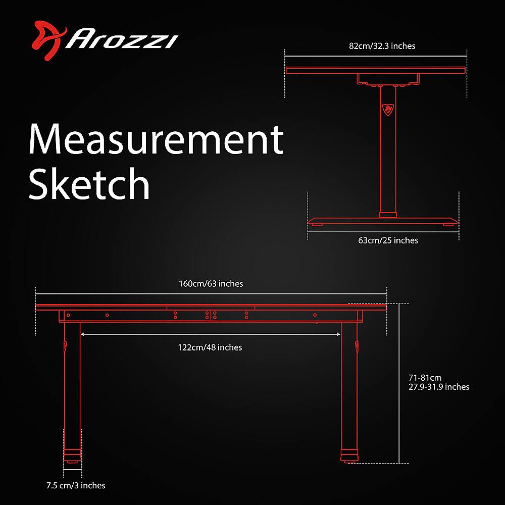 Alt View 17. Arozzi - Arena Ultrawide Curved Gaming Desk - Red with Black Accents.