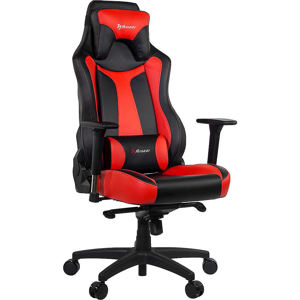 Angle View: Arozzi - Vernazza Premium PU Leather Ergonomic Gaming Chair - Black - Red Accents