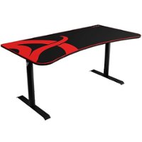 Arozzi - Arena Ultrawide Curved Gaming Desk - Black with Red Accents - Front_Zoom
