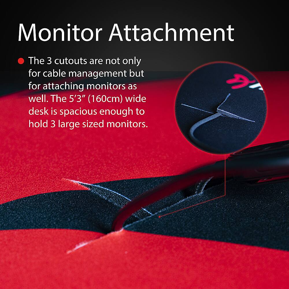 Alt View 15. Arozzi - Arena Ultrawide Curved Gaming Desk - Black with Red Accents.