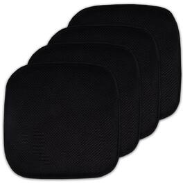 Sweet Home Collection - Honeycomb Memory Foam No Slip Back 16" x 16" Chair Pad Cushion, 4-Pack - Black