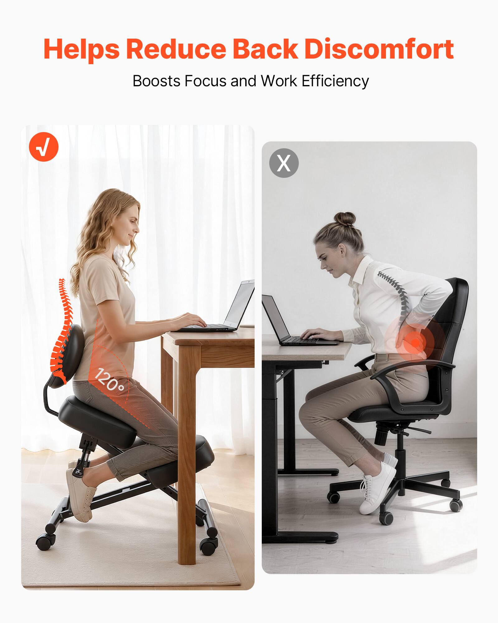 Helps Reduce Back Discomfort  
Boosts Focus and Work Efficiency  

120°